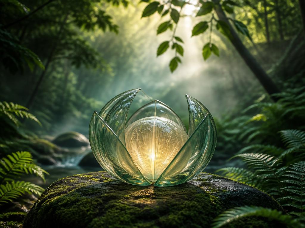 Respiration diaphragmatique : sphère de verre s'ouvrant sur un fond de nature