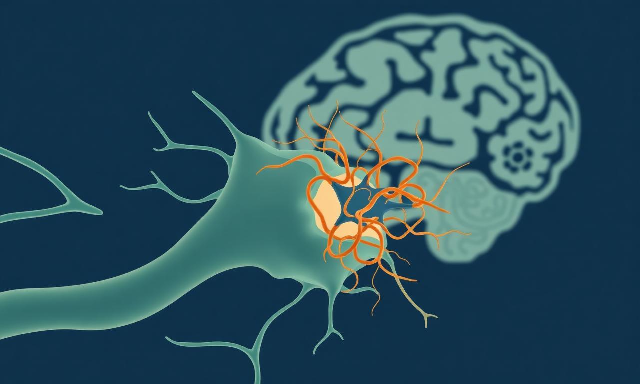Neurone avec microtubules et enchevêtrements de protéine tau