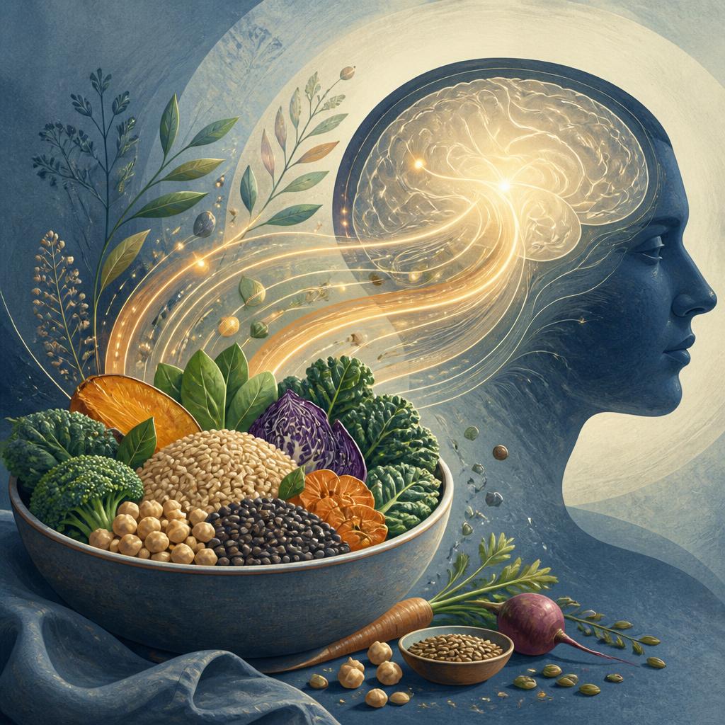Bol de fibres avec traînée lumineuse vers un cerveau