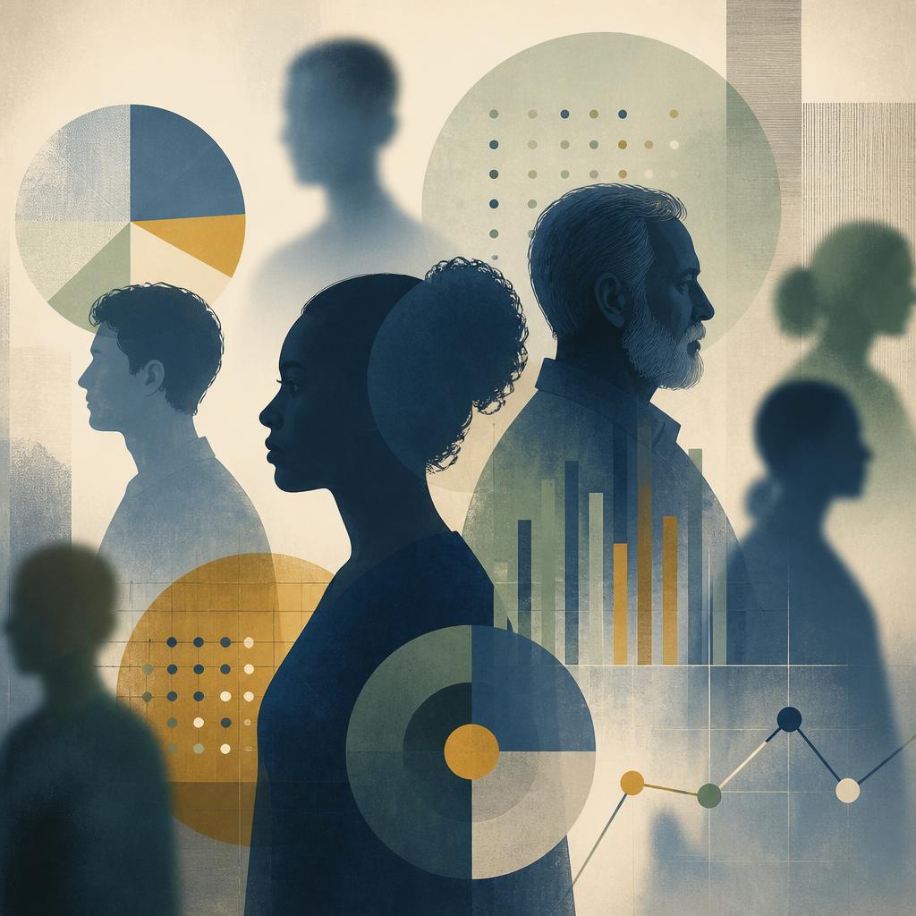 Silhouettes d'étude, graphiques nets et flous
