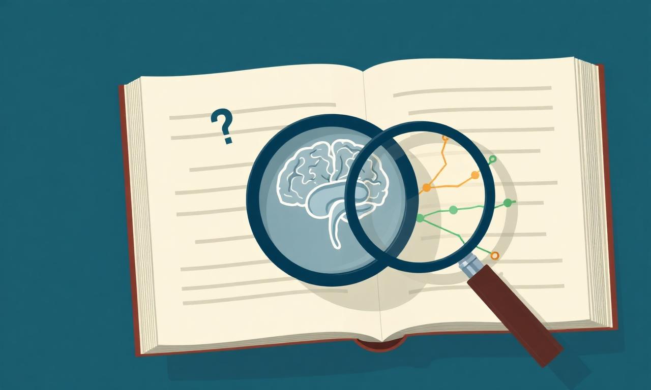 Livre ouvert avec loupe sur un schéma de cerveau, symbolisant les débats scientifiques