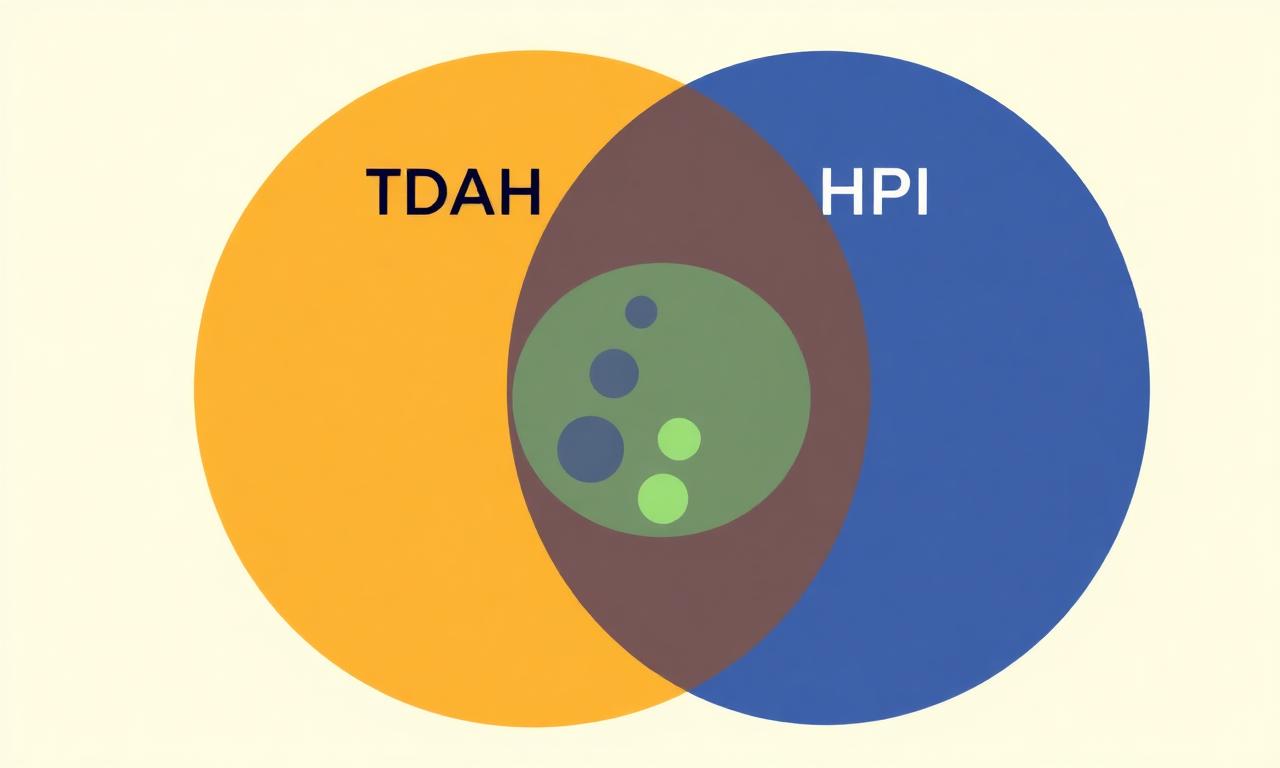 Diagramme de Venn TDAH et HPI avec zone d'overlap