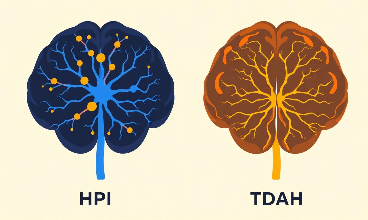 Comparaison neurologique HPI versus TDAH côte à côte