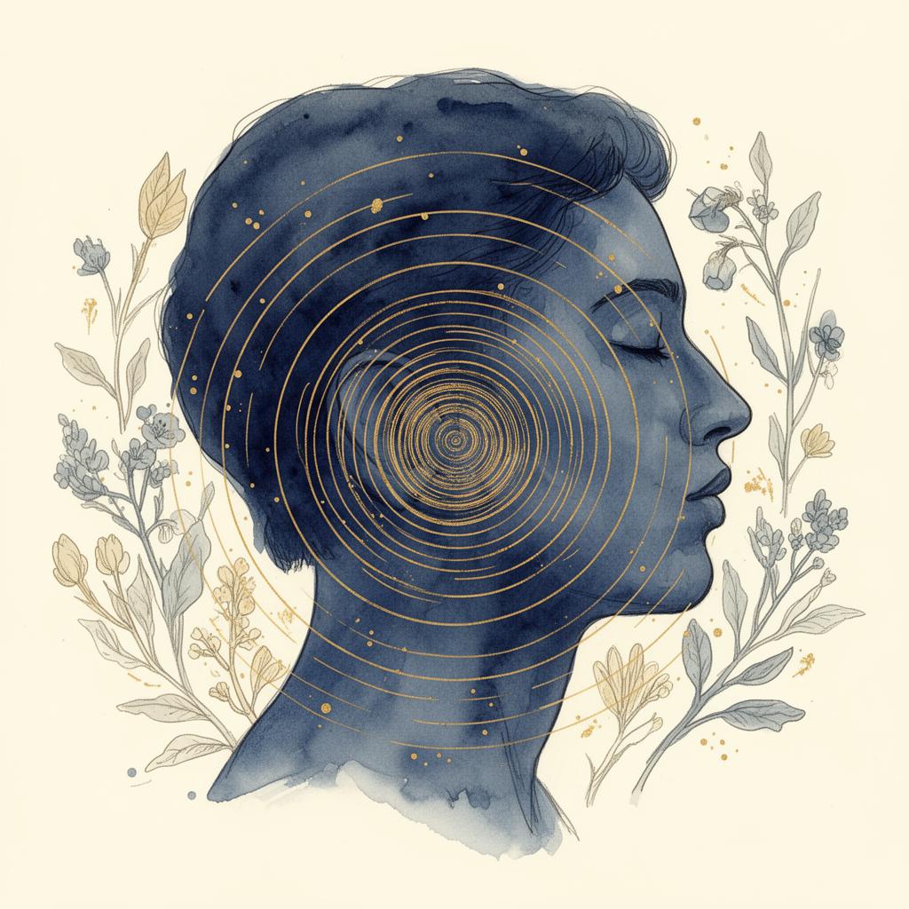 Profil méditatif avec ondes sonores du fredonnement