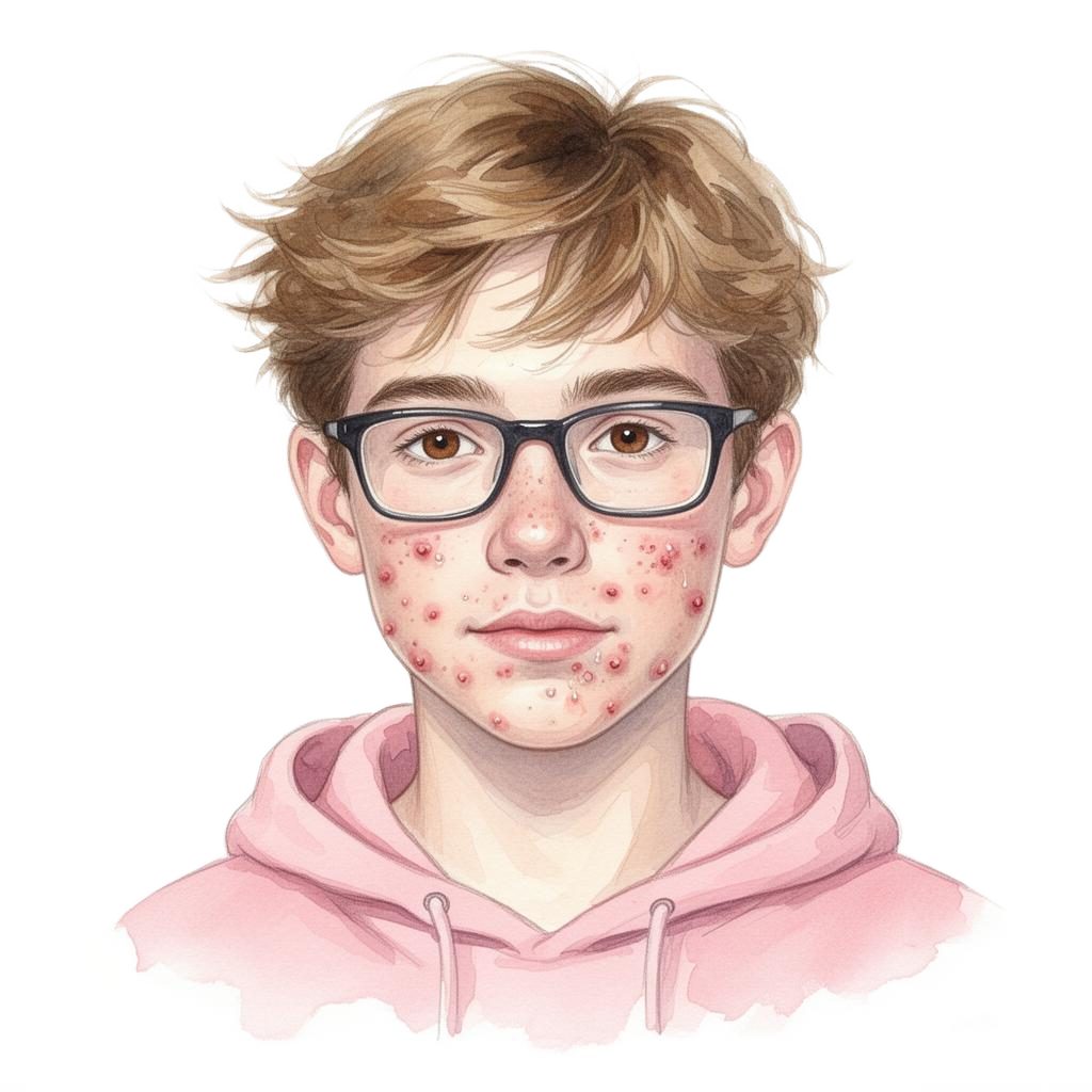 Personnage aquarelle avec une expression apaisée