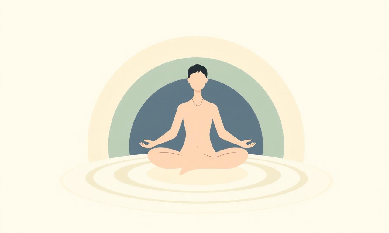 Personne en méditation, ondes concentriques