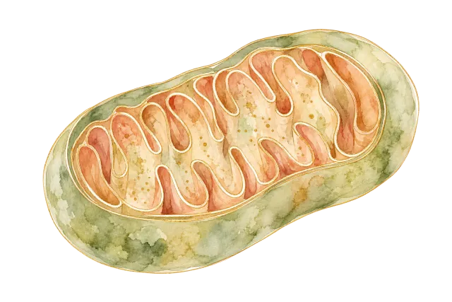Illustration aquarelle d'une mitochondrie